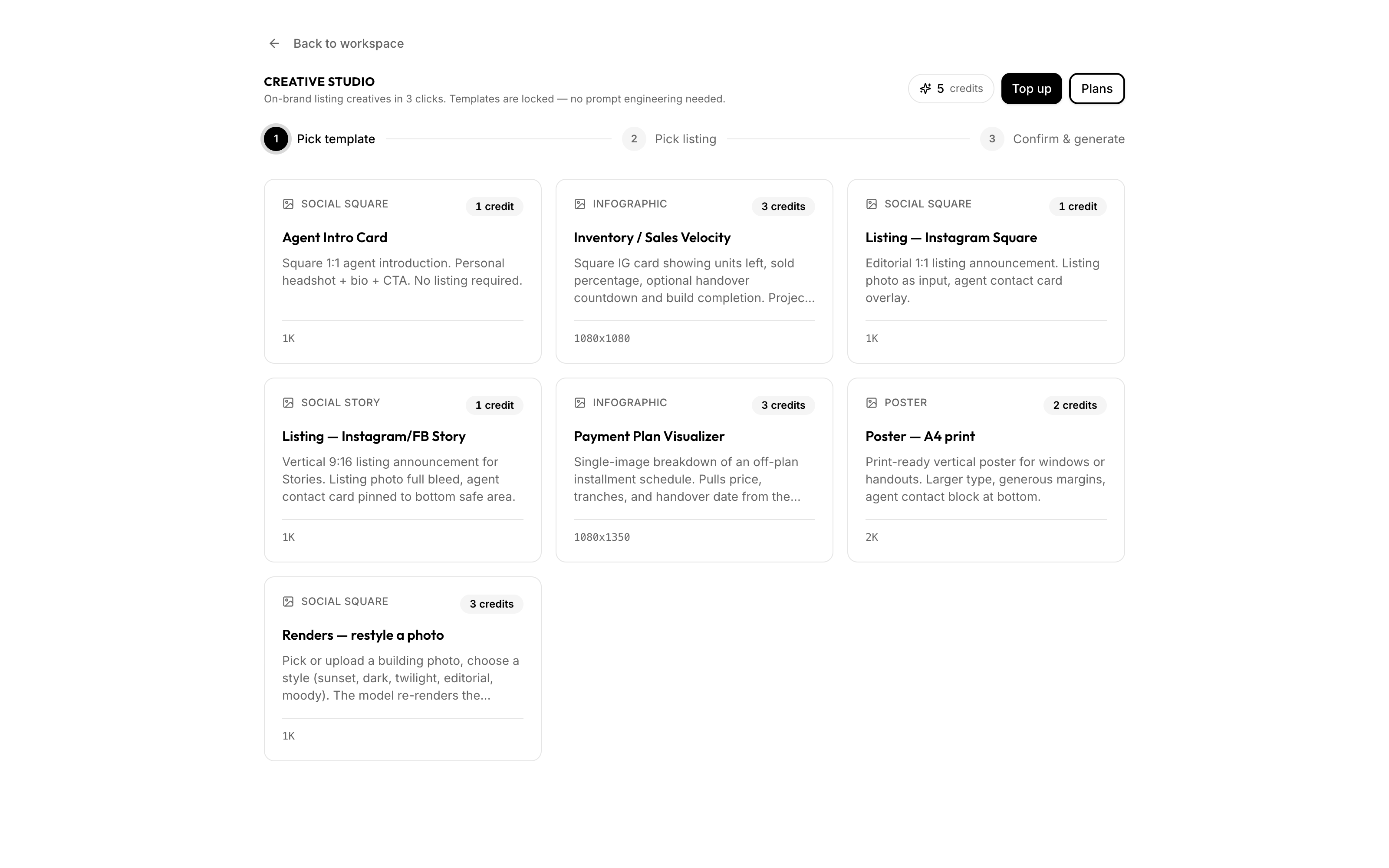 Creative Studio for every listing