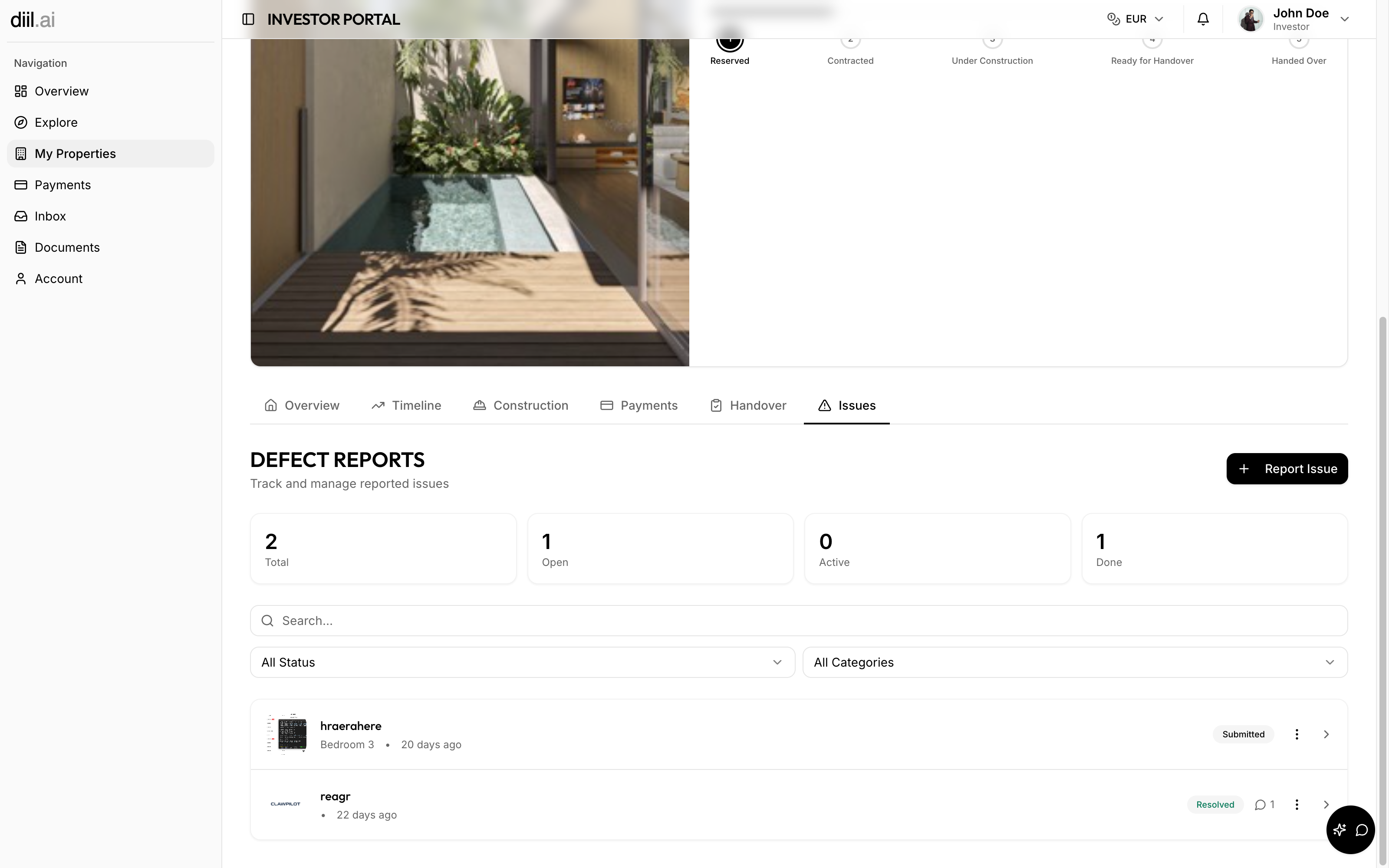 Defects tracked with a timer