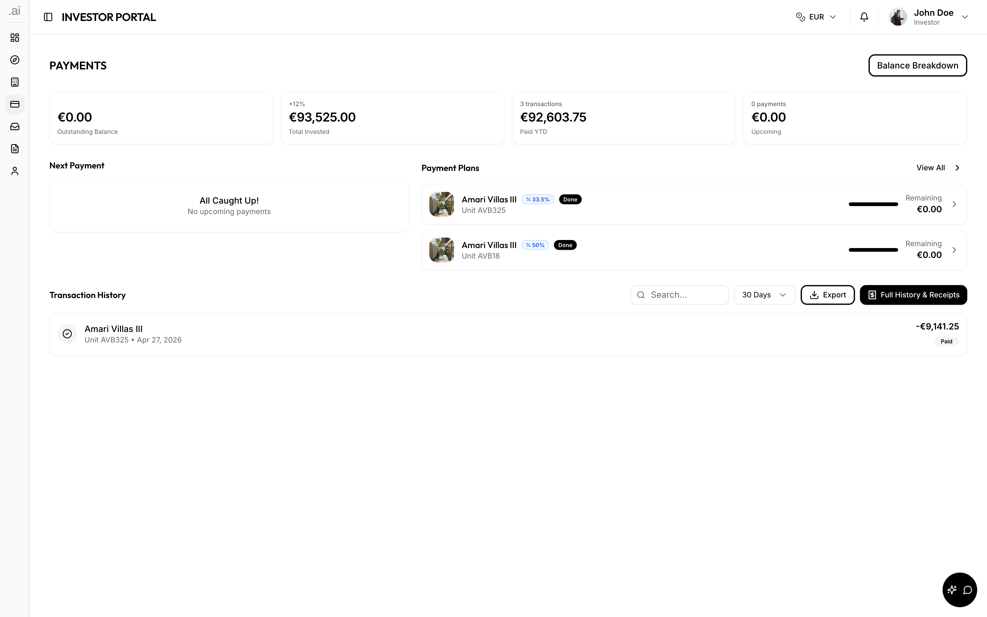 Your payment schedule, live